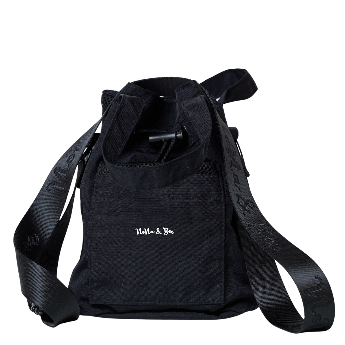 NoNa & Bee Original Water Bottle Holder with Strap, Hands-Free Crossbody Water Bottle Carrier Bag with Phone Pocket (Black)